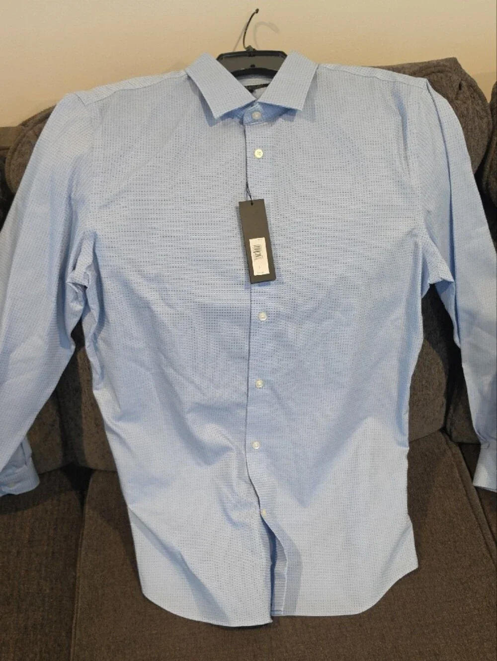 Banana Republic Men’s Light Blue Micro-Pattern Dress Shirt